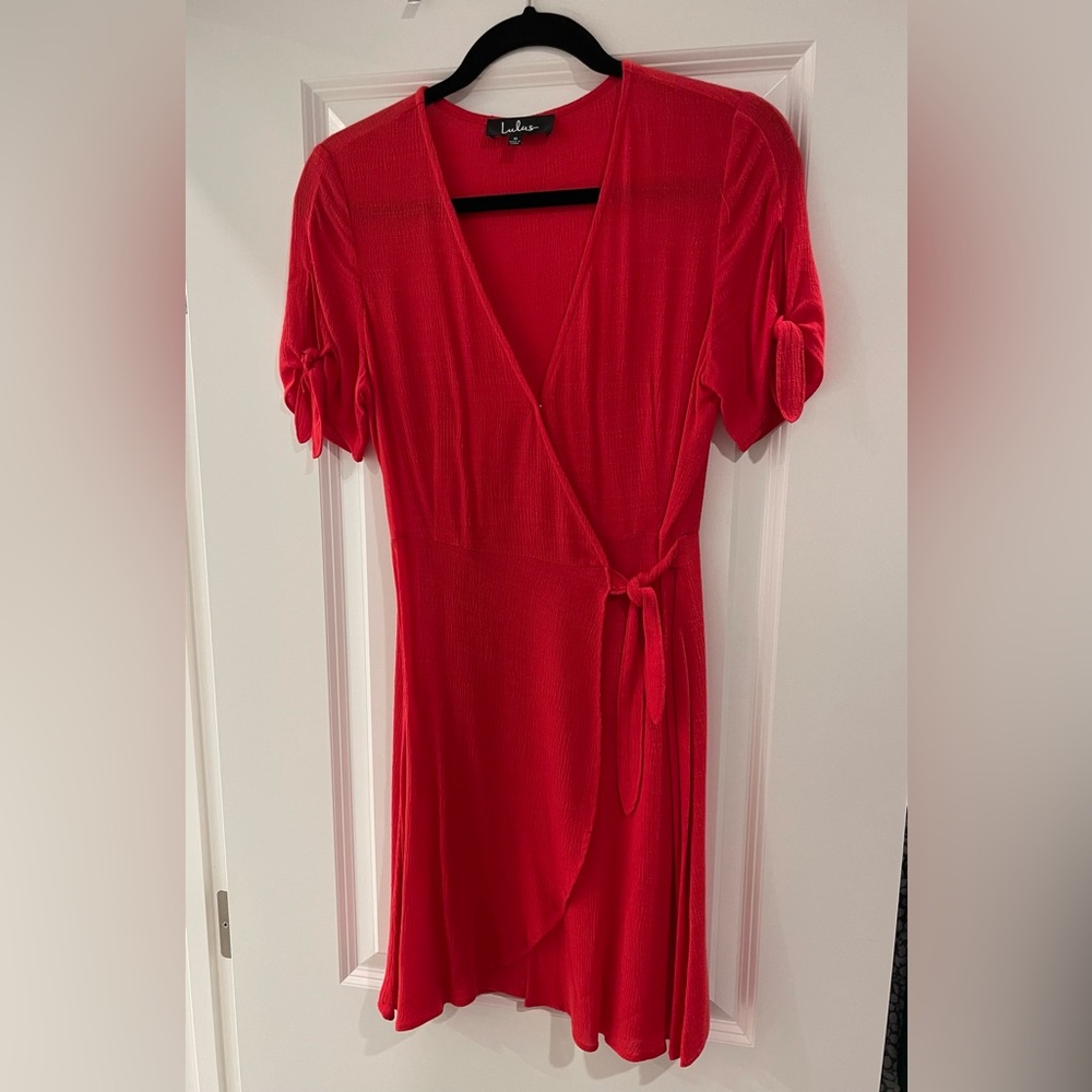 Red wrap dress